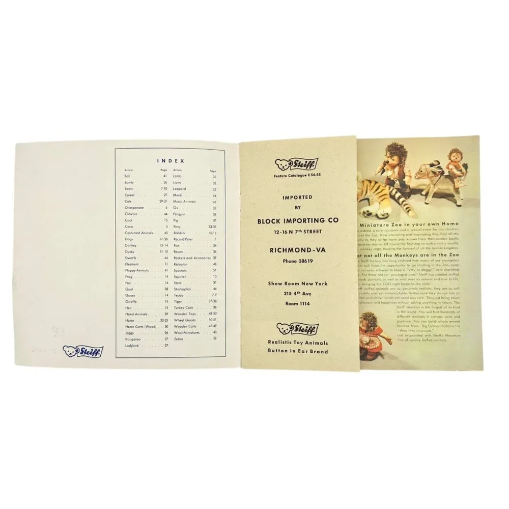 Vintage Steiff Catalogue E 54/55 With Iconic Button In Ear Logo Well Preserved